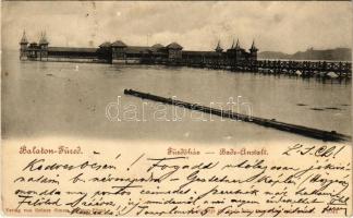 1912 Balatonfüred, fürdőház, kivezető csövek. Grüner Simon kiadása (EK)