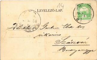 1912 Balatonfüred, fürdőház, kivezető csövek. Grüner Simon kiadása (EK)