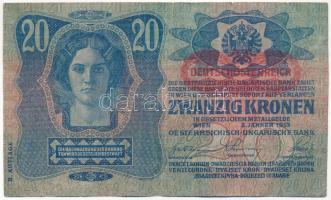 1913. 20K II. kiadás, piros "DEUTSCHÖSTERREICH" felülbélyegzéssel T:III beszakadás Adamo K...