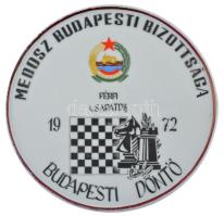 1972. ME DOSZ Budapesti Bizottsága Budapesti döntő 1972 - Férfi csapatdíj egyoldalas Hollóházi porcelán emlékérem (175mm) T:1-