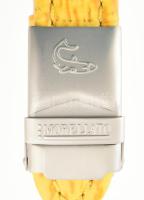 Federique Constant quartz, férfi karóra, működik, szép állapotban, sárga bőr szíjjal d: 35 mm