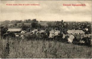 1909 Dunaújváros, Dunapentele, Sztálinváros; Fő utca, Dóra és Lukáts kastélyok. Kanitz József kiadása (EK)