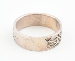 Ezüst(Ag) gyűrű, jelzett, méret: 58, nettó: 5,1 g