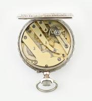 Ezüst (Ag) tokos, zsebóra, mechanikus szerkezettel, számlapon sérülés, működik, jelzett, d: 45 mm