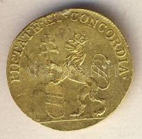 Német-Római Birodalom/Prága 1791. Koronázási zseton 3/4 Dukát súlyában II.Lipót Au 2,62g T:2- R!