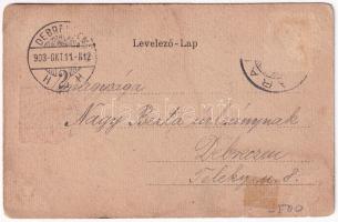 1903 Arad, színház, Bazar üzletek. Szecessziós címeres litho keret / theatre, shops. Art Nouveau, li...