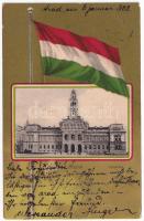 1903 Arad, Városháza. Szecessziós magyar zászlós litho keret / town hall. Art Nouveau, litho frame with Hungarian flag (EK)