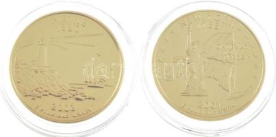 Amerikai Egyesült Államok 2001-2003. 1/4$ aranyozott Cu-Ni (2xklf, "New York, Maine") T:1-...