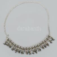 Ezüst (Ag) nyaklánc, ötvös munka, zafírokkal, hegyikristállyal ékített, jelzett, h: 60 cm, bruttó: 5...