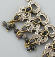 Ezüst (Ag) nyaklánc, ötvös munka, zafírokkal, hegyikristállyal ékített, jelzett, h: 60 cm, bruttó: 5...