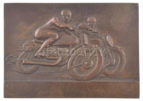 ~1930-1950. "Motorverseny" egyoldalas bronz emlékplakett (57x80mm) T:1-