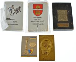 20 darabos vegyes fém és porcelán sport emlékplakett tétel, közte érdekes darabok T:vegyes