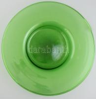 Design zöld üveg tál, monumentális, fújt, hibátlan, d: 50 cm. Csak személyes átvétel!!!!