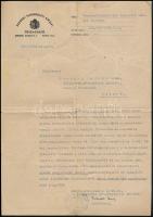 1943 Szeged, a Szegedi Tankerület 2 db levele Somogyi István tanügyi főntanácsos, iskolaigazgató rés...