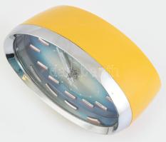 Rhythm mechanikus japán design asztalióra, ébresztős, gyönyörű állapot, m: 11,5 cm