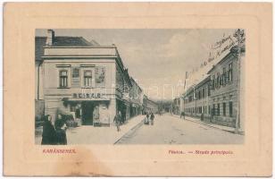 Karánsebes, Caransebes; Fő utca, Reisz B. üzlete. W.L. Bp. 6762. 1910-13 9611. / Strada principala / main street, shop (fl)