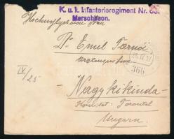 1917 Tábori posta levél &quot;K.u.k. Infanterieregiment Nr.63 Marschbaon&quot; + &quot;HP 366 g&quot;