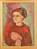 Jelzés nélkül: Hölgy portré. Olaj, karton. Hátoldalán román kiviteli bélyegzővel. Dekoratív keretben. 68x51 cm