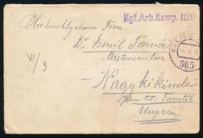 1918 Tábori posta levél "Kgf. Arb. Komp. 1120" + "FP 565", 1918 Field postcard "Kgf. Arb. Komp. 1120" + "FP 565"