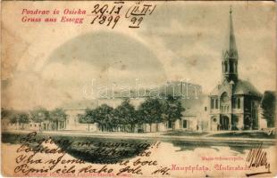 1899 (Vorläufer) Eszék, Essegg, Osijek; Hauptplatz, Unterstadt, Maria Schneecapelle / main square, chapel / Alsóvárosi fő tér, kápolna (fa)
