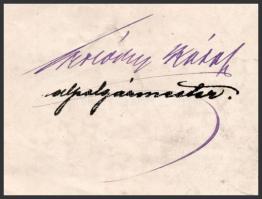 1877 Gerlóczy Károly (1835-1900), Budapest első alpolgármesterének autográf aláírása, Budapest Fővár...