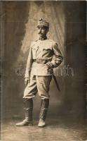 1914 Zagreb, Zágráb; Osztrák-magyar katona tőrrel / K.u.k. military, soldier with dagger. photo (fa)