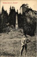 1913 Murány, Murányalja, Murán; Murány vára és Obeliszk. Lévai Izsó kiadása / Muransky hrad, Obelisk / castle, obelisk