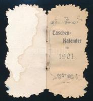 1901 Német nyelvű zsebnaptár, litho borítóval, foltos