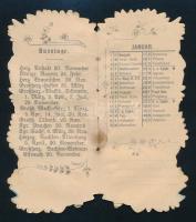 1901 Német nyelvű zsebnaptár, litho borítóval, foltos