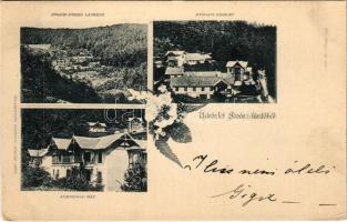 1899 (Vorläufer) Stószfürdő, Stoósz-fürdő, Kúpele Stós; nyugati részlet, Kompordai ház. Wlaslovits Gusztáv 1023. / spa, villas. Art Nouveau, floral