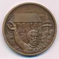 Tóth Sándor (1933-) MISKOLCZ SIGILLUM CIVITATIS kétoldalas bronz emlékérem, hátoldalon az avasi templom és Kossuth Lajos (42,5mm) T:1-