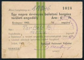 1953 Siófok, balatoni horgász területi engedély