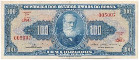 Brazília DN (1964) 100C 1281 005007 T:III szép papír Brazil ND (1964) 100 Cruzeiros 1281 005007 C:F fine paper Krause P#170b