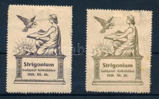 1929 2 db Strigonium levélzáró ezüst és arany nyomattal, ritka