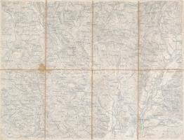cca 1900 Szászrégen és környéke katona térkép vászonra kasírozva / Reghin map 53x38 cm