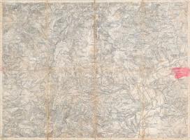 cca 1900 Nagyenyed és környéke katonai térkép vászonra kasírozva / Reghin map 53x38 cm
