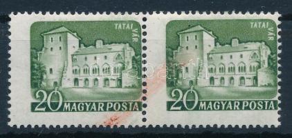 1960 Várak I. 20f pár elfogazva, piros postairónos áthúzással