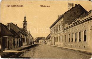 1911 Nagyszentmiklós, Sannicolau Mare; Kálmán utca, Takarékpénztár. W.L. Bp. 2109. Wiener Náthán kiadása / street view, savings bank (EM)