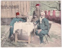 Ada Kaleh, Török kávéház, férfiak vízipipával / Turkish café, men with hookah (vágott / cut)