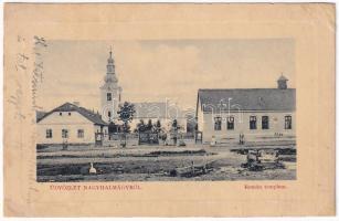 1912 Nagyhalmágy, Halmagiu; Román templom. W.L. Bp. 5306. Czigler Henrik kiadása / Romanian church + BRÁD - ARAD 69 vasúti mozgóposta bélyegző (r)