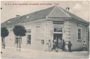 Tövis, Teius; MÁV (Magyar Királyi Államvasutak) fogyasztási szövetkezet üzlethelyisége. Maksay fényképész / cooperative shop of the Hungarian State Railways (EK)