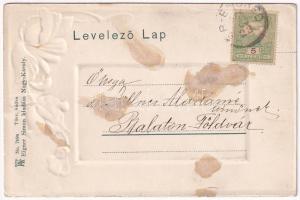 1906 Nagykároly, Carei; Gymnasium / Gimnázium. Eigner Simon kiadása. Szecessziós virágos dombornyomo...