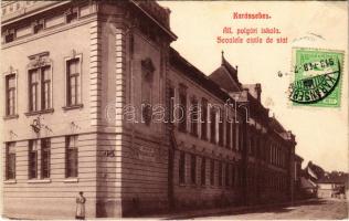 1913 Karánsebes, Caransebes; Állami polgári iskola / Scoalele civile de stat / school (EK)