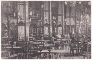 1913 Nagyvárad, Oradea; Emke kávéház, belső pincérekkel / café, interior with waiters