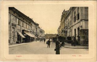 1912 Lugos, Lugoj; Király utca, Wolf üzlete. Nemes Kálmán kiadása / street view, shops (EK)