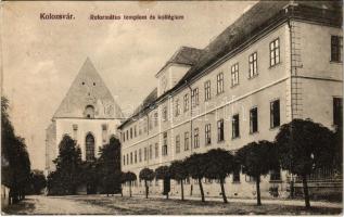 1915 Kolozsvár, Cluj; Református templom és kollégium. Gombos Ferenc kiadása / Calvinist church and boarding school (r)