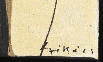 Székács Zoltán (1954-): "Üzenet Miró-nak". Vegyes technika, vászon, jelzett a hátoldalán. ...