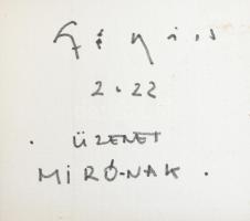 Székács Zoltán (1954-): "Üzenet Miró-nak". Vegyes technika, vászon, jelzett a hátoldalán. ...