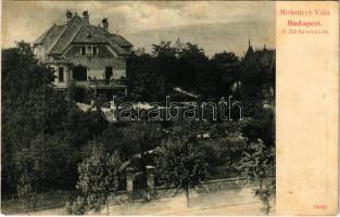 1910 Budapest II. Rózsadomb, Miskolczy Villa. Zárda utca 44 (ma Rómer Flóris utca). Magyar Imre 56. + GYERMELY POSTAI ÜGYN.