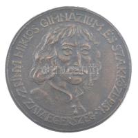 ~1960. Zrínyi Miklós Gimnázium és Szakközépisk. Zalaegerszeg egyoldalas bronz emlékérem (85mm) T:1- patina